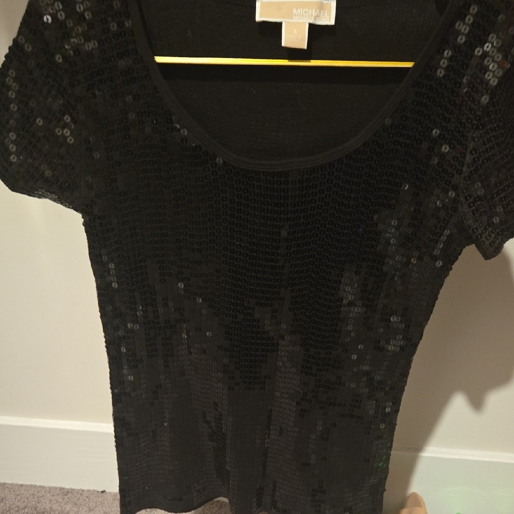 Michael Michael KORS Sparkling Black Sequin Tee